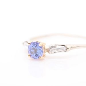 14K white gold, Tanzanite and diamond ring